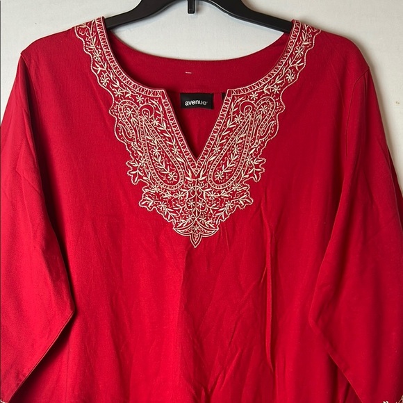 Avenue Women’s Embroidered Top Tunic 3/4 Sleeve 100%Cotton Size 26/28 - Picture 2 of 13
